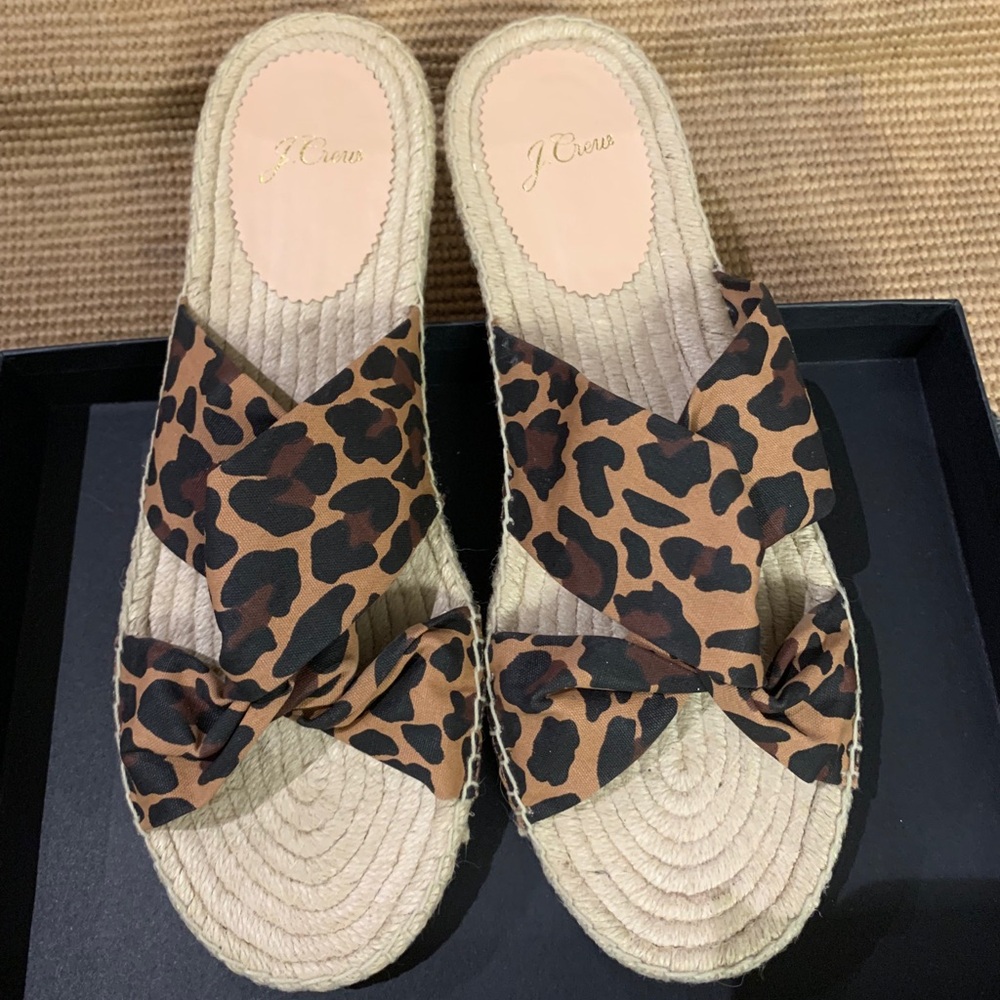 J Crew leopard canvas espadrille flats